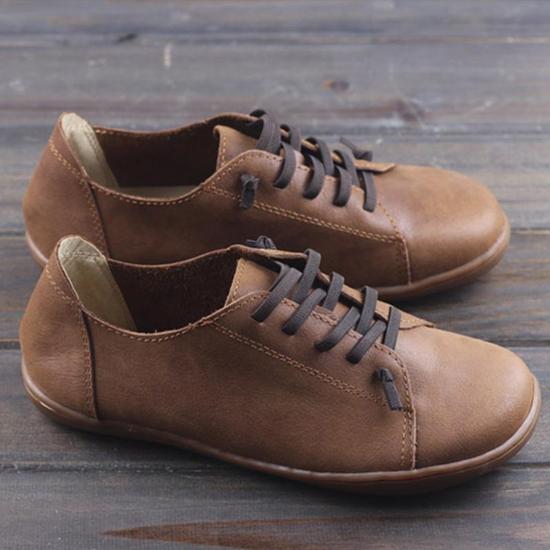 Handmade Elastic Leather Flat Shoes