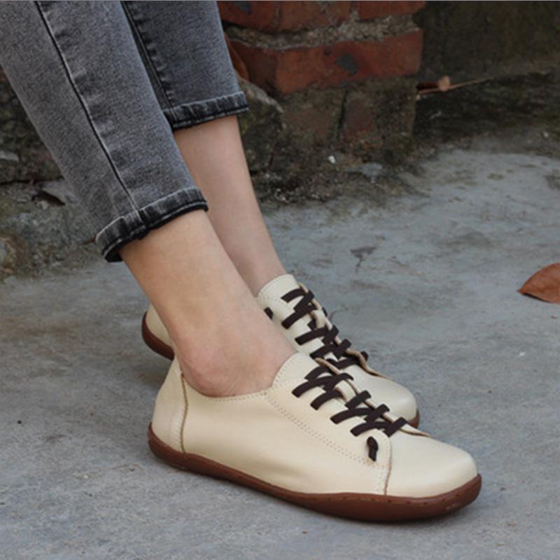 Handmade Elastic Leather Flat Shoes