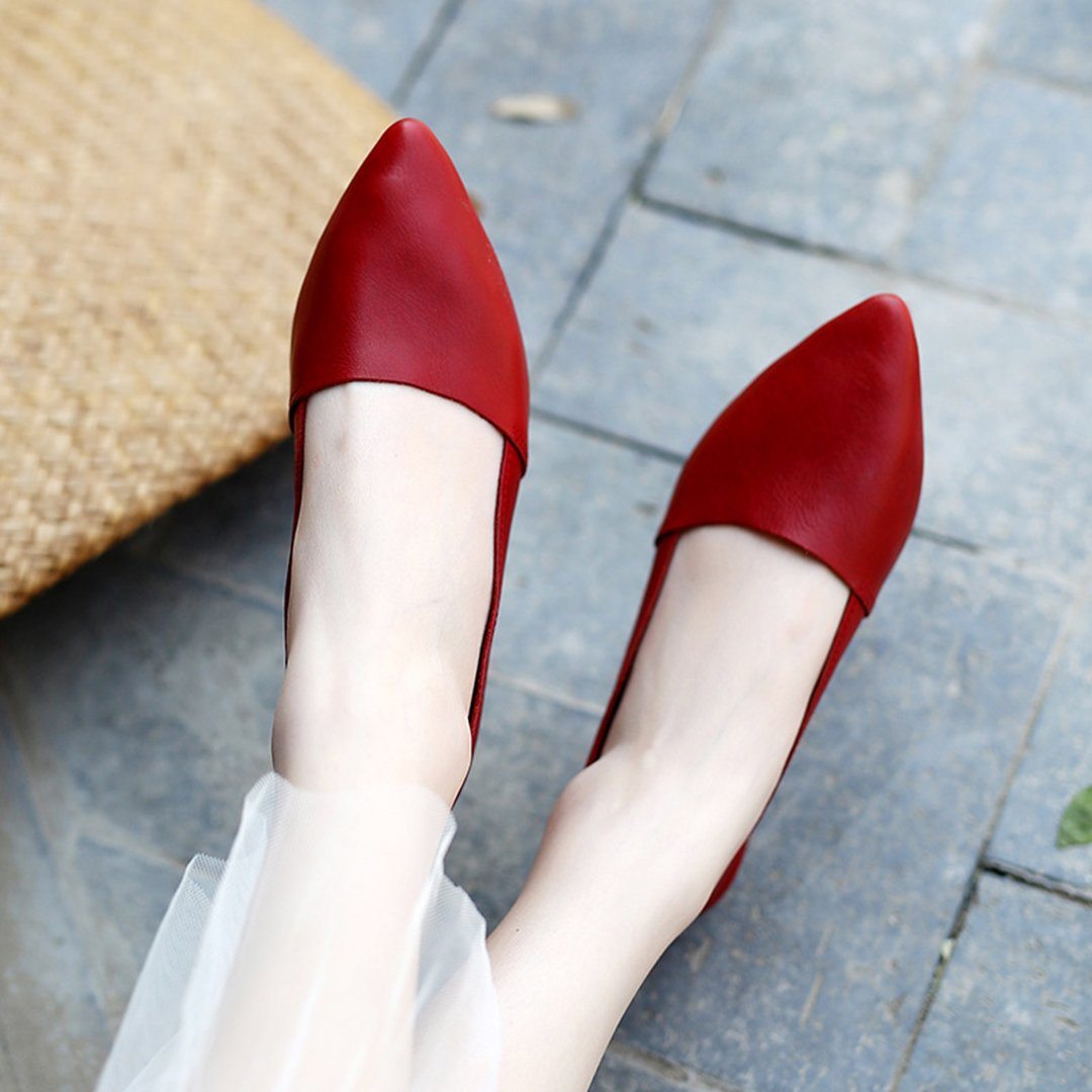 Handmade Pointed Toe Leather Flats