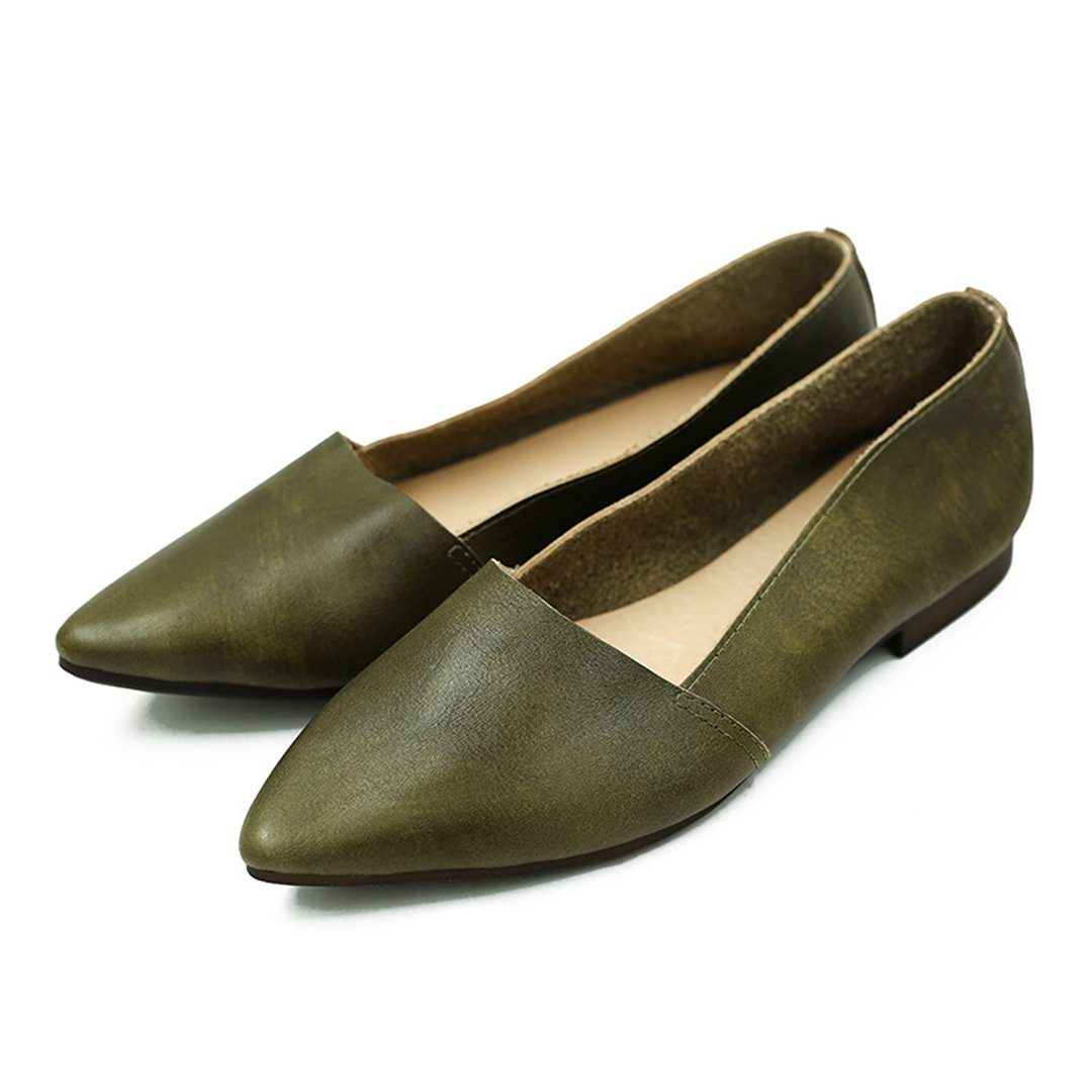 Handmade Pointed Toe Leather Flats