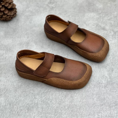 Handmade Retro Leather Flat Velcro Tape Casual Shoes Aug 2023 New Arrival 