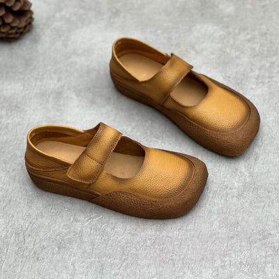 Handmade Retro Leather Flat Velcro Tape Casual Shoes Aug 2023 New Arrival 