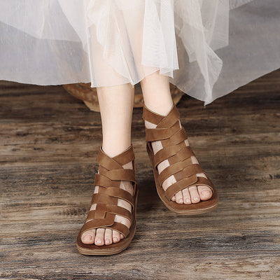 Handmade Summer Flat Hollow Out Leather Casual Sandals