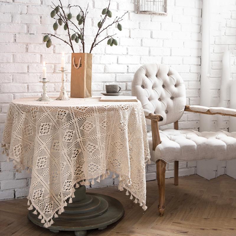 Home Decoration Tassel Table Cloth Simple Lace Table Clothes