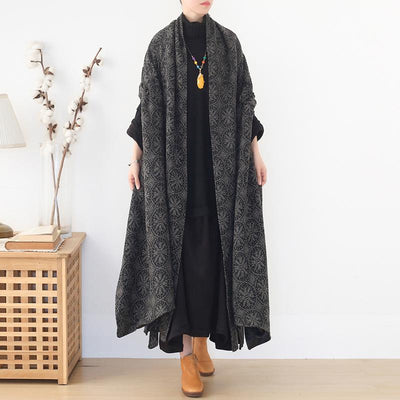 Irregular Shawl Loose Lace Woolen Coat