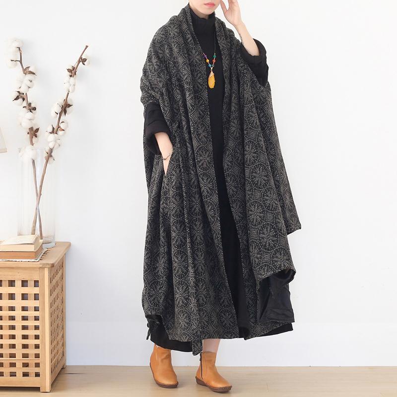 Irregular Shawl Loose Lace Woolen Coat Nov 2020-New Arrival FREE SIZE BLACK 