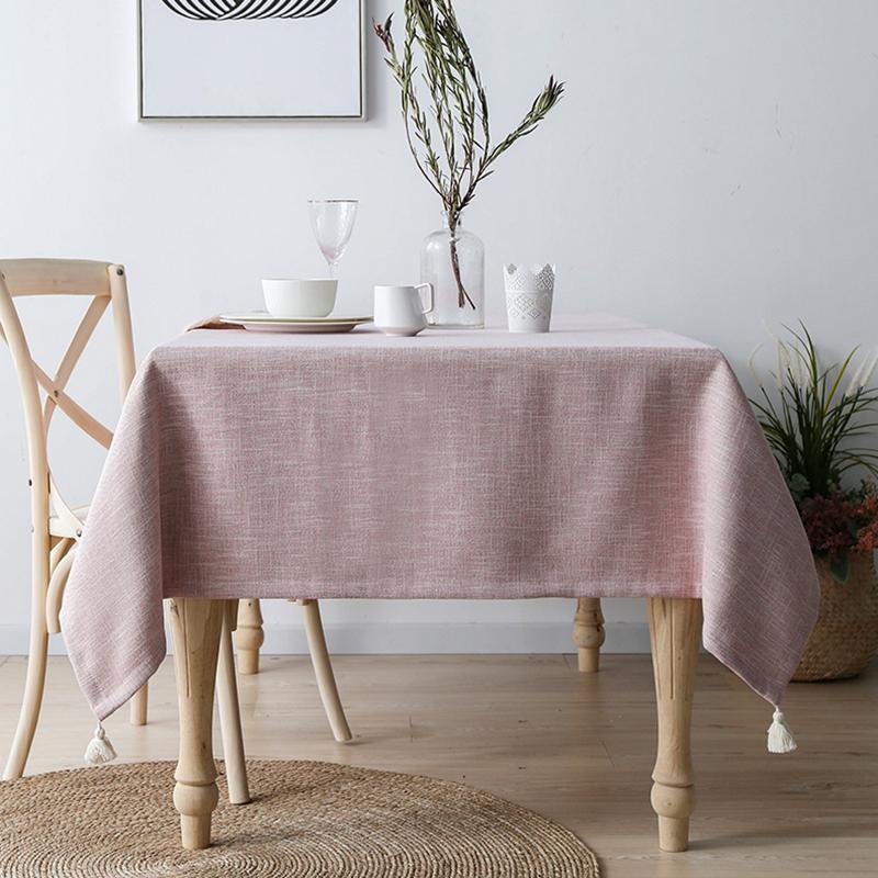 Japanese Style Living Room Accessories Cotton Linen Tablecloth ACCESSORIES 110*160cm Pink 