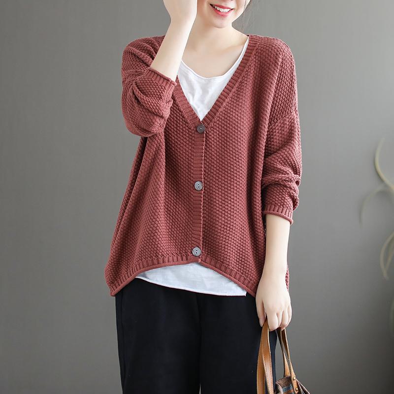 Knitted Corn Kernels Long Sleeve Sweater Nov 2020-New Arrival FREE SIZE Red 