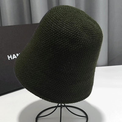 Knitted Solid Color Cotton And Linen Bucket Hat