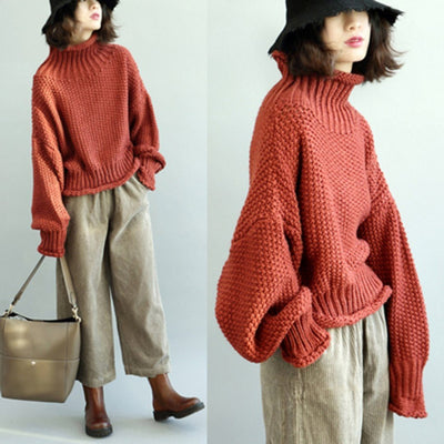 Knitted Turtleneck Sweater 2019 November New One Size Rust 