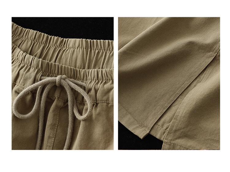 Lace Elastic Waist Casual Skirt Khaki