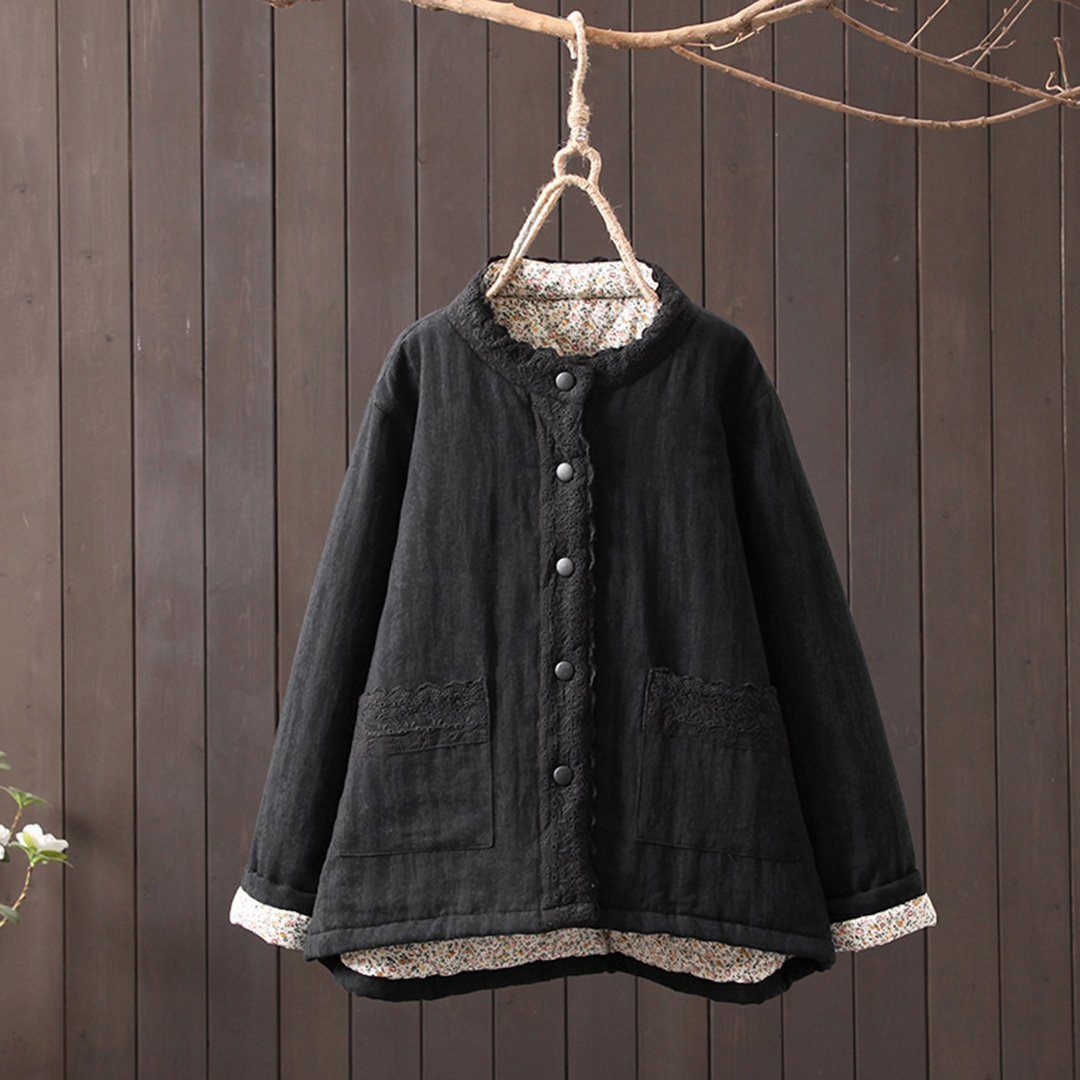 Lace Stitching Short Coat 2019 New December One Size Black 