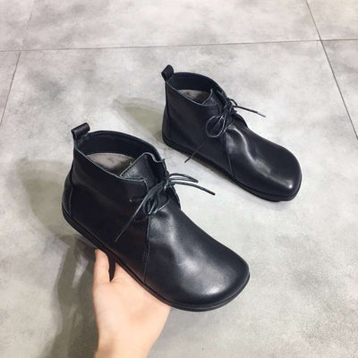 Lace-up Short-top Flat Shoes Nov 2020-New Arrival 35 BLACK VELVET 