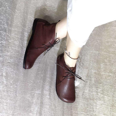 Lace-up Short-top Flat Shoes Nov 2020-New Arrival 35 BROWN 