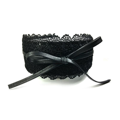 Lace Wide Retro Literary Daily Belt ACCESSORIES One Size Black 