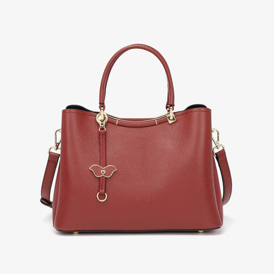 Lady Cowhide Leather Retro Fashion Hand Bag Feb 2022 New Arrival Wine Red 