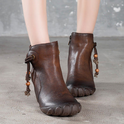 Leather Ankle Boots With Belts