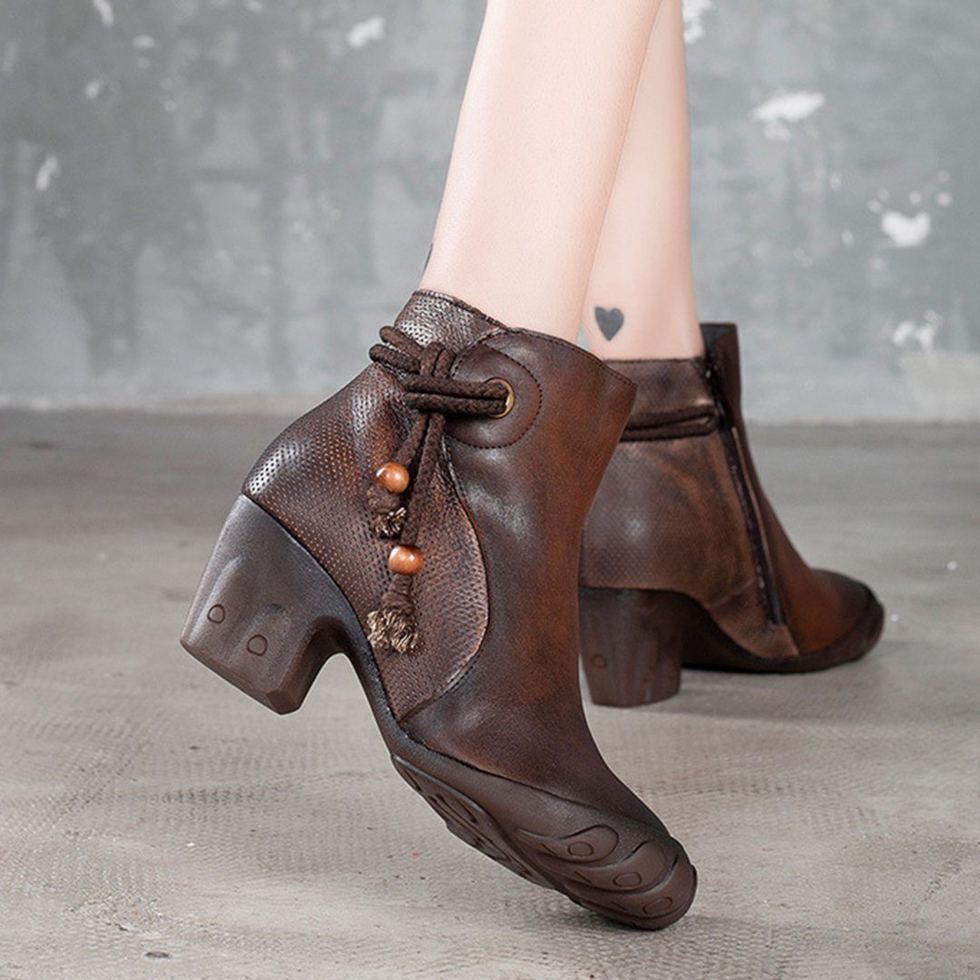 Leather Ankle Boots With Belts