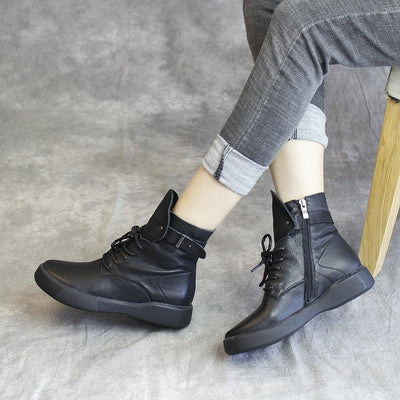 Leather Buckle Lace-up Ankle Boots Nov 2020-New Arrival 