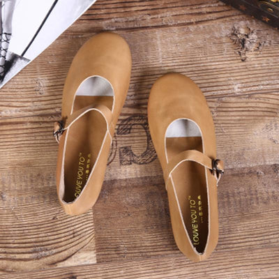 Leather Buckle Retro Handmade Flat Shoes 34-41 2019 April New 