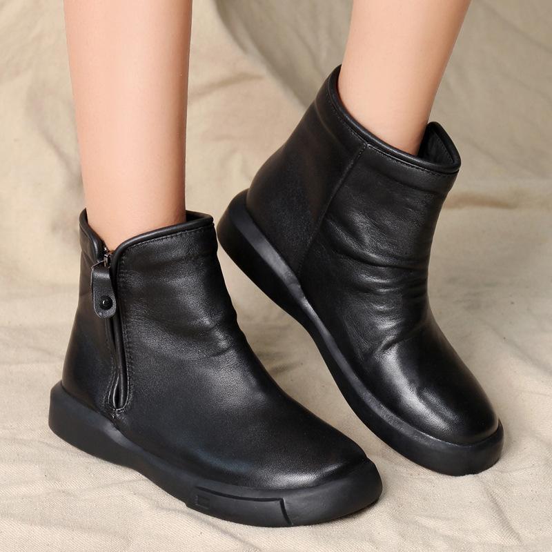 Leather Flat Boots Soft Bottom Casual Women's Boots