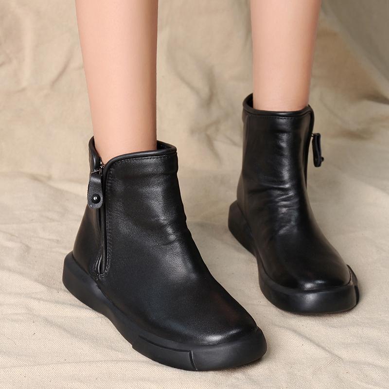 Leather Flat Boots Soft Bottom Casual Women's Boots 2019 May New 