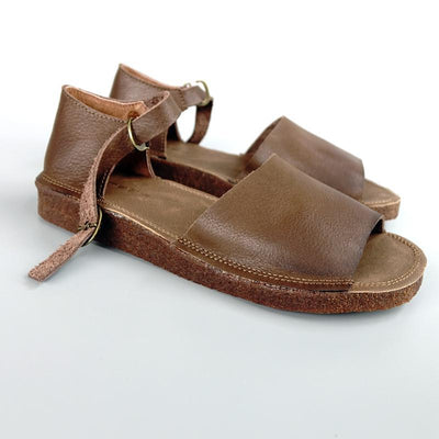 Leather Flat Sandals Open Toe With Flat Comfortable Shoes 2019 March New 35 Coffee 