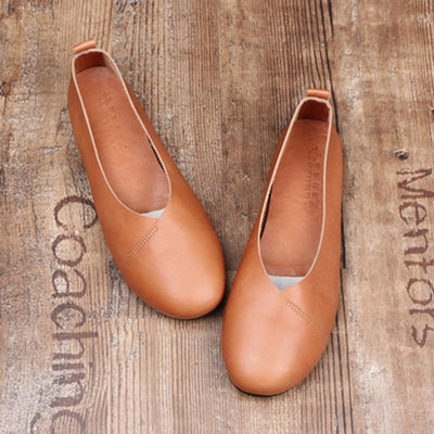 Leather Handmade Spring Retro Flat Shoes 33-41 2019 April New 33 Brwon 