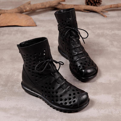 Leather Hollow Wild Size Casual Leather Women Boots 35- 42 2019 May New 