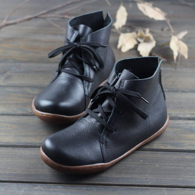 Leather Lace-Up Handmade Boots 35-42