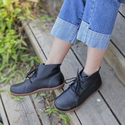 Leather Lace-Up Handmade Boots 35-42