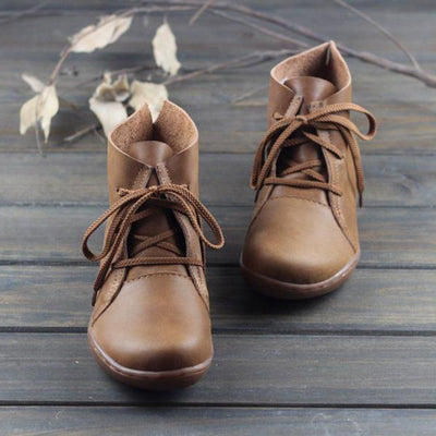 Leather Lace-Up Handmade Boots 35-42 2019 New December 