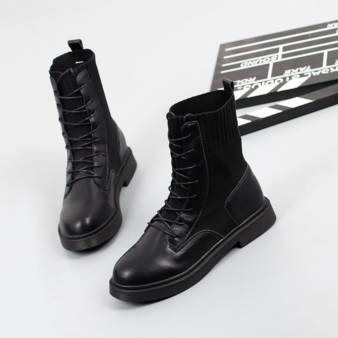 Leather Paneled Martin Boots