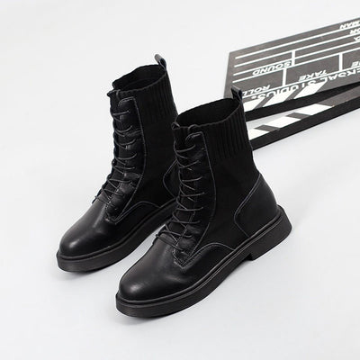 Leather Paneled Martin Boots 40-43 2019 November New 40 Black Plush 