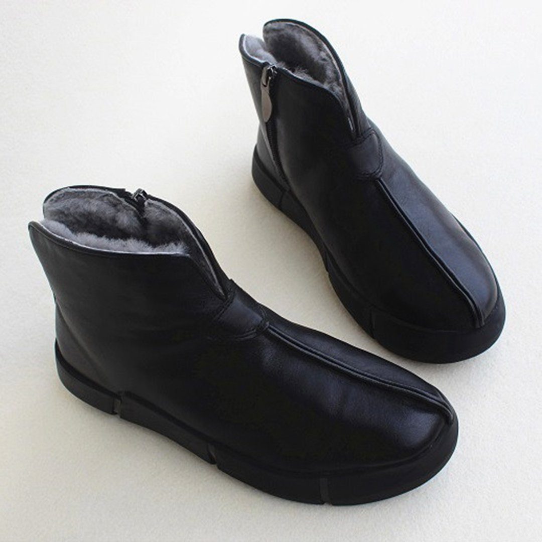 Leather Plush Martin Boots