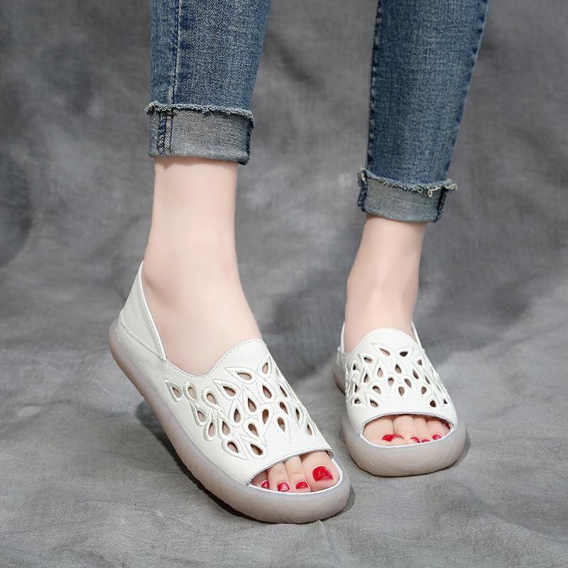 Leather Retro Casual Summer Women's Shoes 35-41