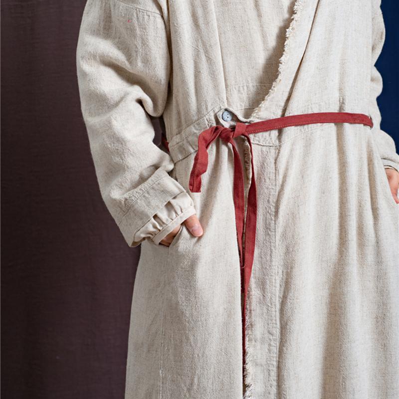 Linen Adjustable Waist Belt Open Front Cardigan