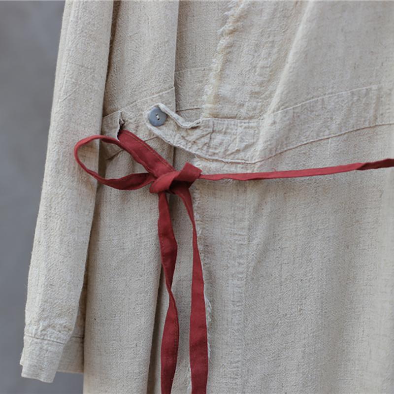 Linen Adjustable Waist Belt Open Front Cardigan