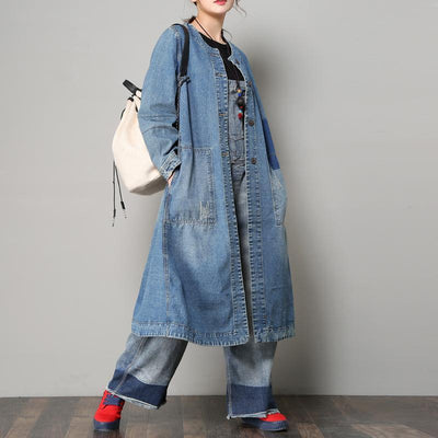 Loose Casual Denim Coat For Women - Babakud