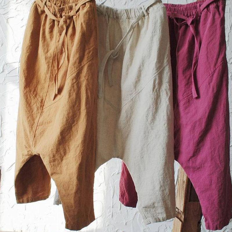 Loose Casual Women Linen Cross-Pants 2019 April New 