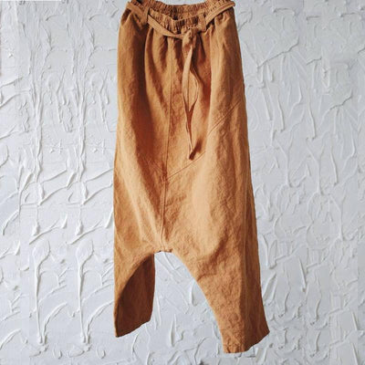 Loose Casual Women Linen Cross-Pants 2019 April New One Size Yellow 