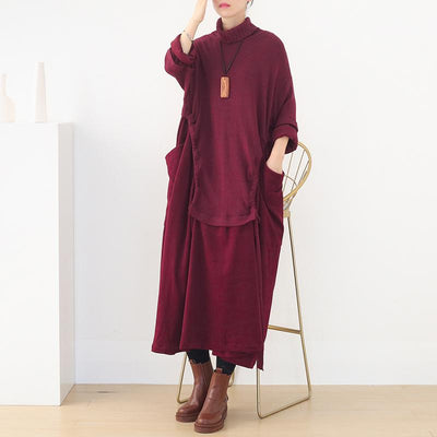 Loose High Neck Knitted Dress Nov 2020-New Arrival 
