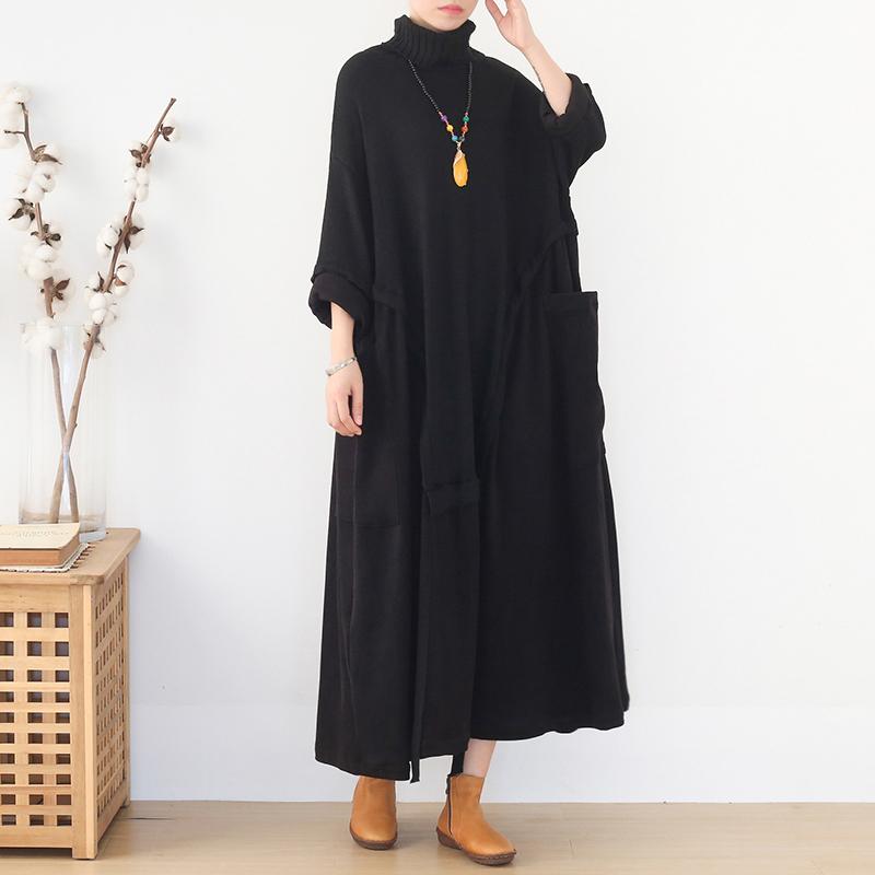 Loose High Neck Knitted Dress Nov 2020-New Arrival FREE SIZE BLACK 