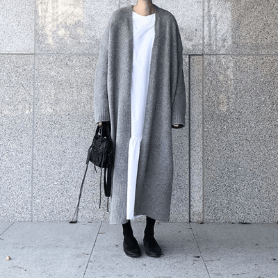 Loose Knit Sweater Cardigan 2019 New December One Size Gray 