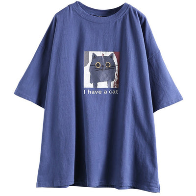 Loose Owl Letter Printed Casual T-shirt April 2020-New Arrival 