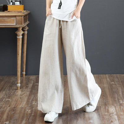 Loose Plus Size High Waist Mopping Linen Pants May 2021 New-Arrival S Apricot 