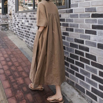 Loose Plus Size Linen Shirt Skirt May 2021 New-Arrival 