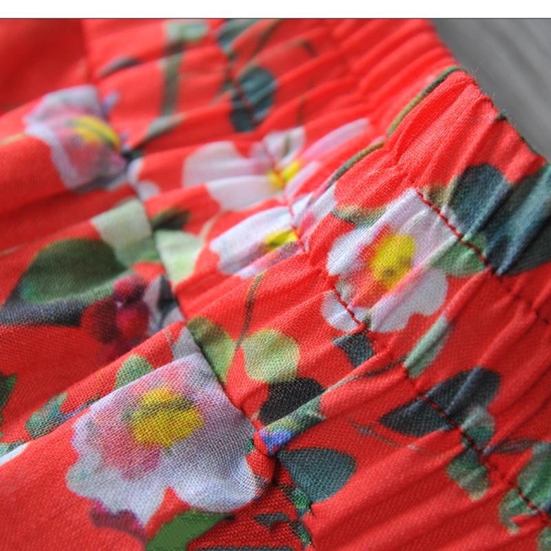 Loose Ramie Printed Floral Harem Hants Red May 2020-New Arrival 