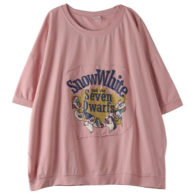 Loose Round Neck Casual Cartoon Printing T-Shirt March-2020-New Arrival 