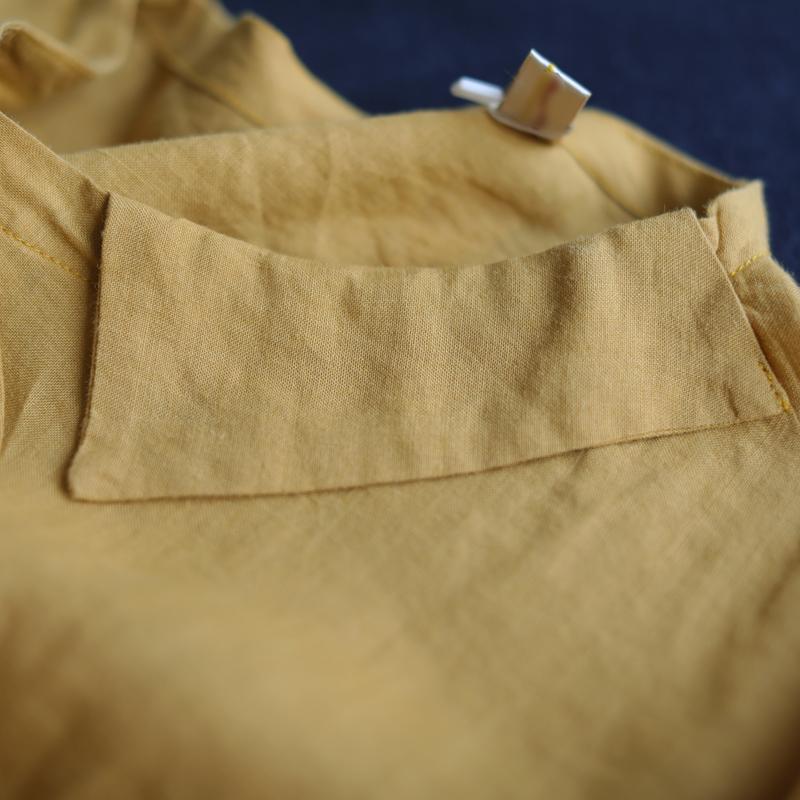 Loose Stitching Patch Pocket 3/4 Sleeve Linen Shirt – Babakud